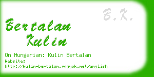 bertalan kulin business card